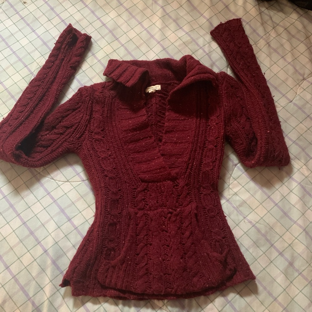American Eagle Outfitters Maroon Cowl Neck Sweater